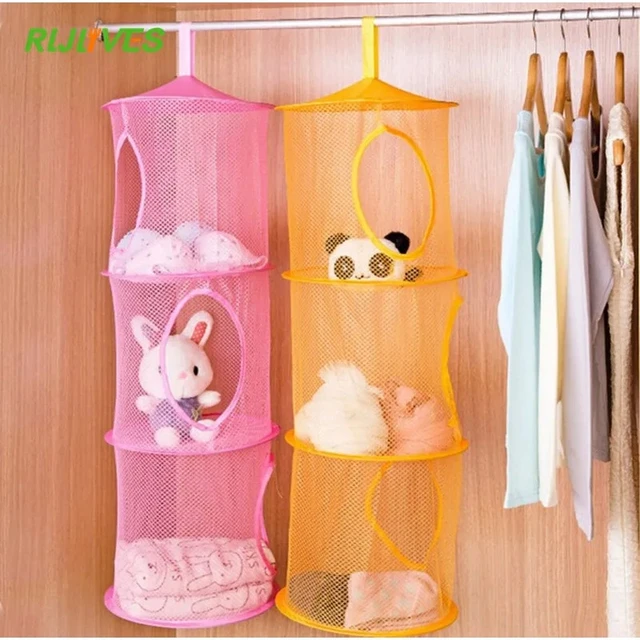 3 Shelf Hanging Storage Bag For Toys Net Kids Bedroom Wall Door