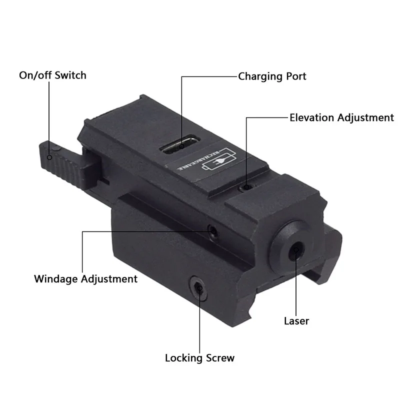 USB Charging Laser Sight Pointer Airsoft Power Pistol Laser For 11mm 20mm Rail Glock 17 19 Rechargeable Gun laser sight