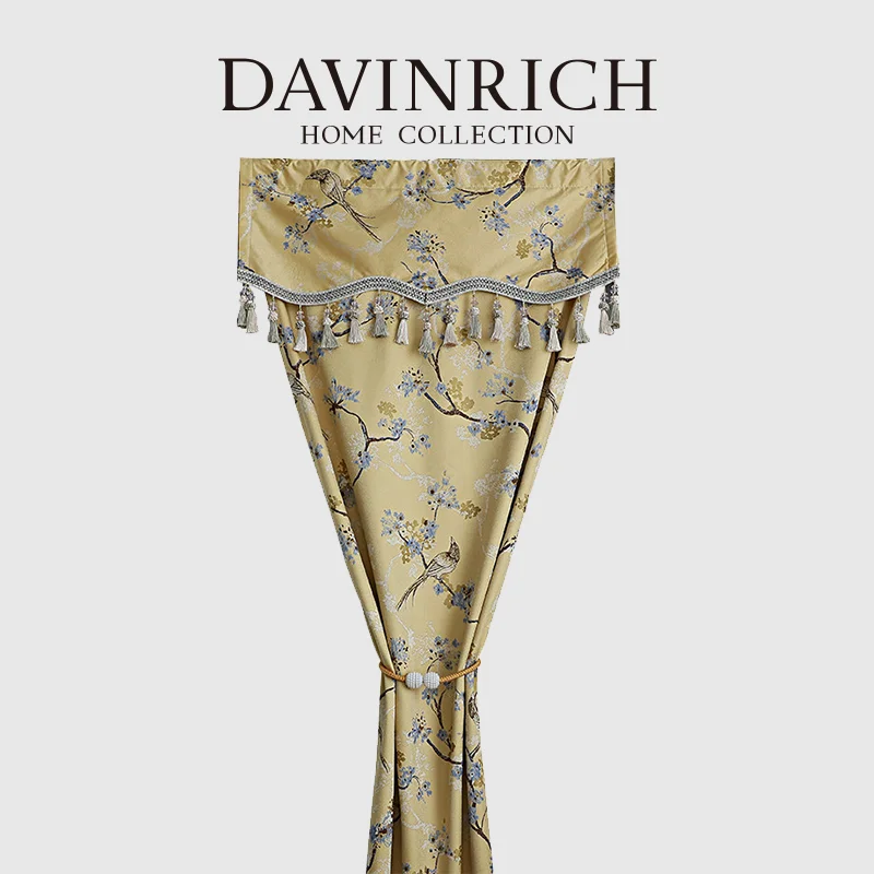 

Дверная занавеска для гардеробной DAVINRICH в европейском стиле, веточка с восточными цветами и птицами, жаккардовая вышивка, Балконная занавеска с кисточками