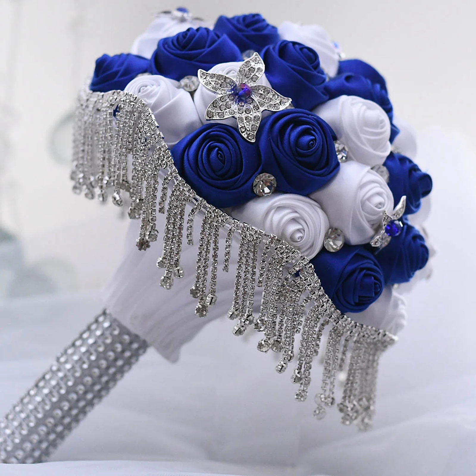 Buquê de Casamento Flores de Damas de Honra Bouquet de Flores Reais do Casamento Buquê de Flores para a Noiva Azul Marinho Flores Azuis Reais Diy 10 Computers & Electronics