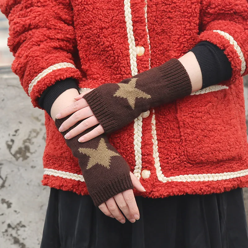 Gestrickte schwarze Punk finger lose Handschuhe ins Mode y2k Manschette Frauen Männer Handschuh Ellbogen cool Stretch Winter Arm wärmer Fäustling Guantes – Detail 5