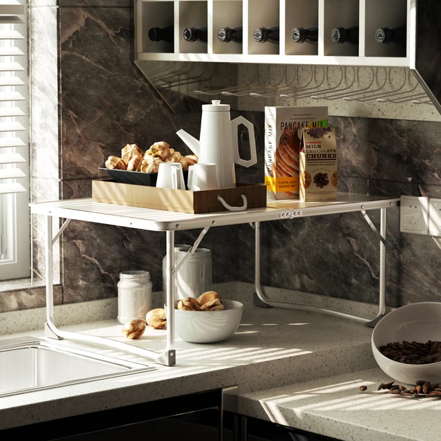 Tavolo Da Campeggio Pieghevole 60x40 Cm - Leggero, Regolabile, Con Piano In Metallo - Foto 6