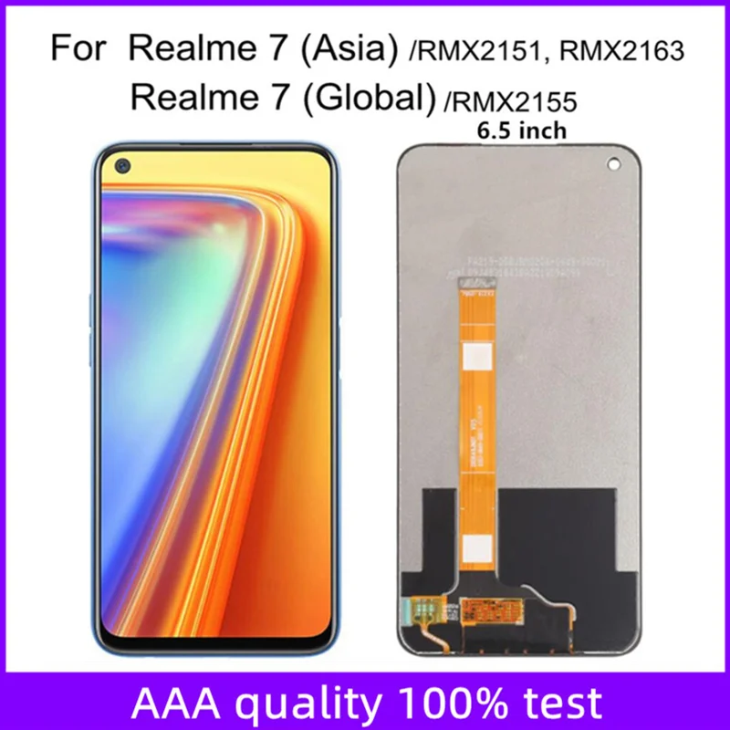 

6.5" Tested For Realme 7 5G RMX2111 Asia RMX2163 Global RMX2155 LCD Display Touch Digitizer Screen Assembly Replacement