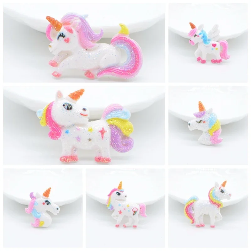 Figurine licorne de dessin animé en PVC, 4 pièces, ornement, Miniature,  artisanat, accessoires de décoration, DIY bricolage