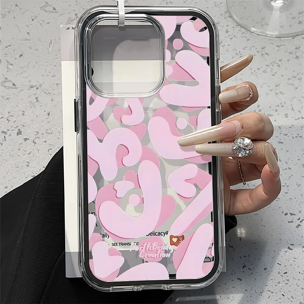 Pink Irregular Letters Shockproof Phone Case - Stylish Dual-Layer Protection