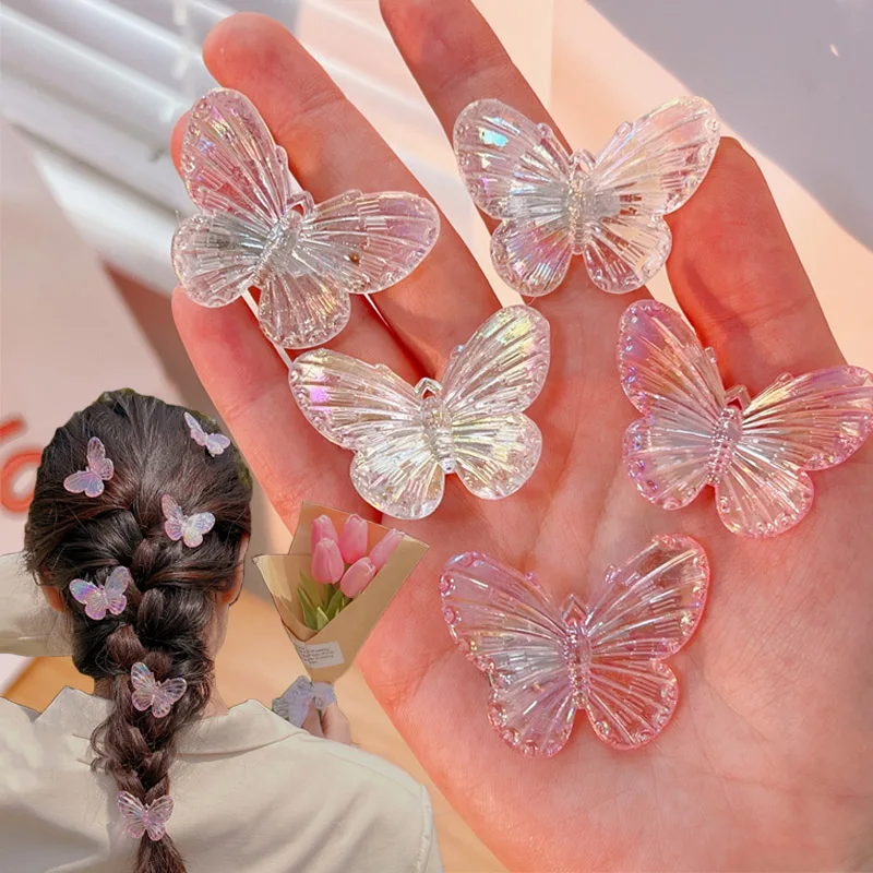 

5pcs/Set Cute transparent Butterfly Hairpin For Women Girls Sweet Hair Ornament Clip Barrette Headband Fashion Hair Accessories