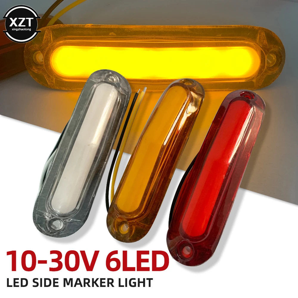 12V 24V LED Car Warning Light 6 LED Light For Trailer Truck Lorry Yellow  White Red LED Side Marker Indicator Lamp Side Tail Ligh