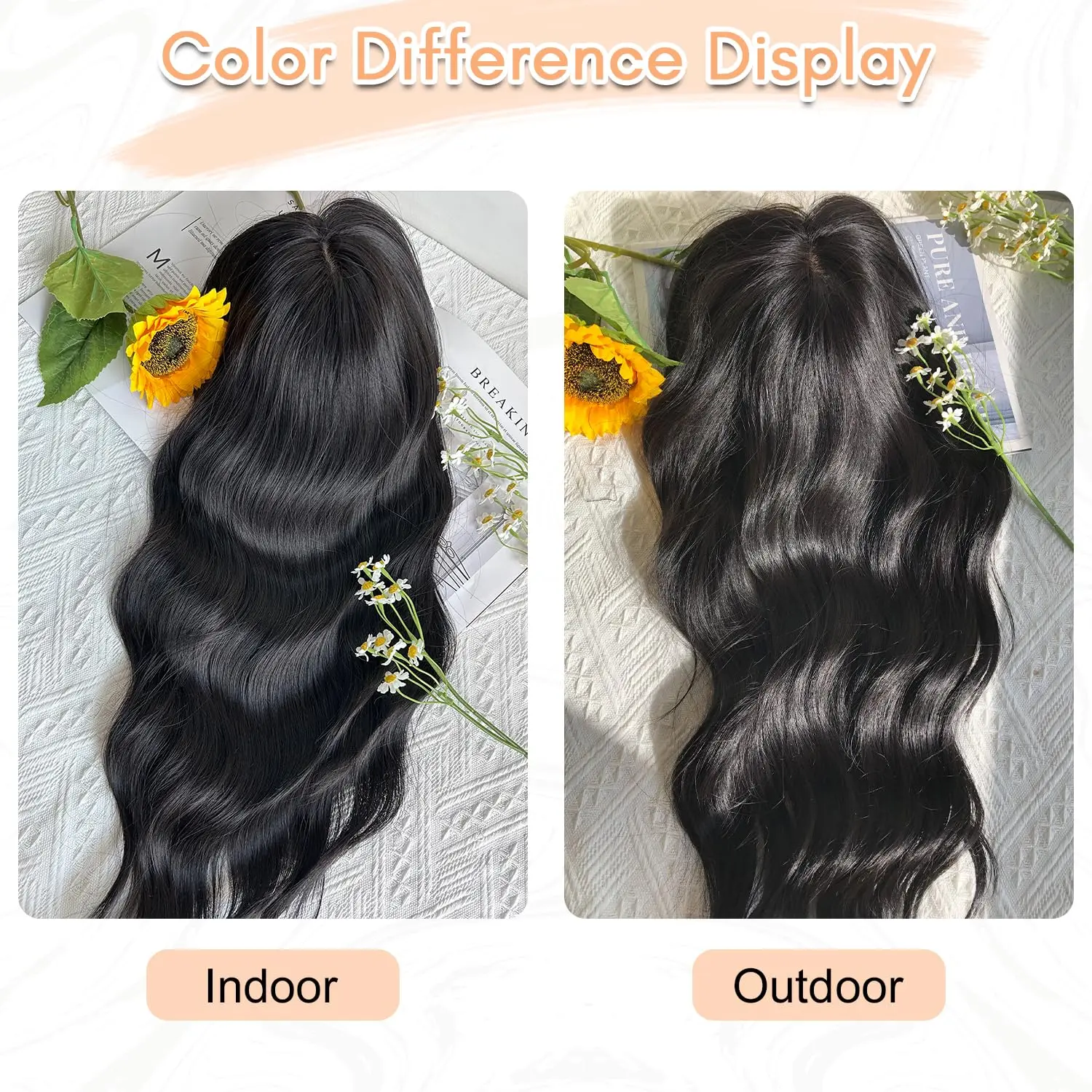 22 inches Synthetic Topper Wigs Wavy Hairpin Clip On Hair Extension Piece Naturally Curly for Woman hair extensions hair toppers