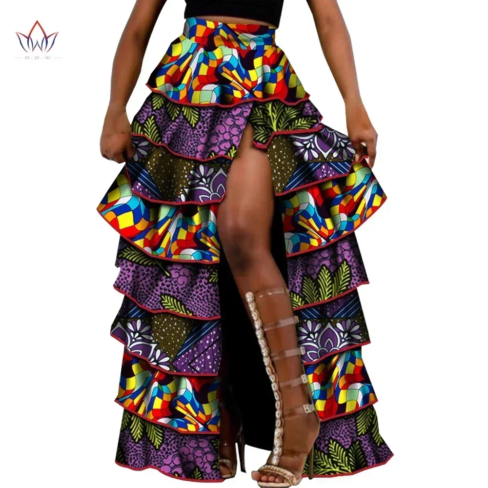 BintaRealWax falda africana de cintura alta para mujer, falda Africana Bazin Riche, WY6634 1
