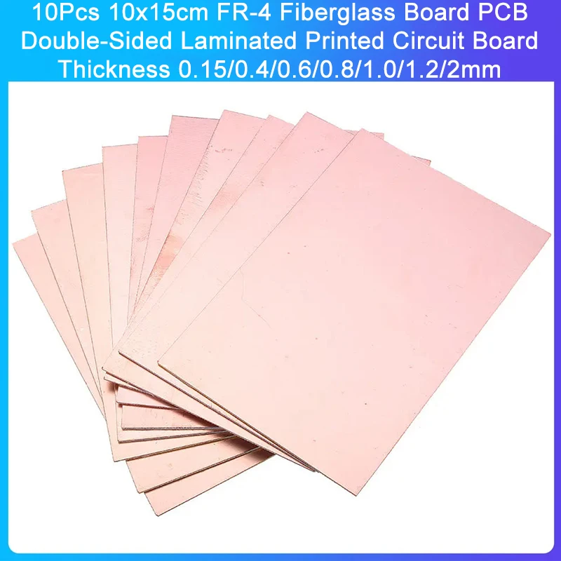 10Pcs 10x15cm FR-4 Fiberglass Board PCB Single-Sided Laminated Printed Circuit Board Thickness 0.15/0.4/0.6/0.8/1.0/1.2/2mm pcb board pcb board assembly printed circuit board