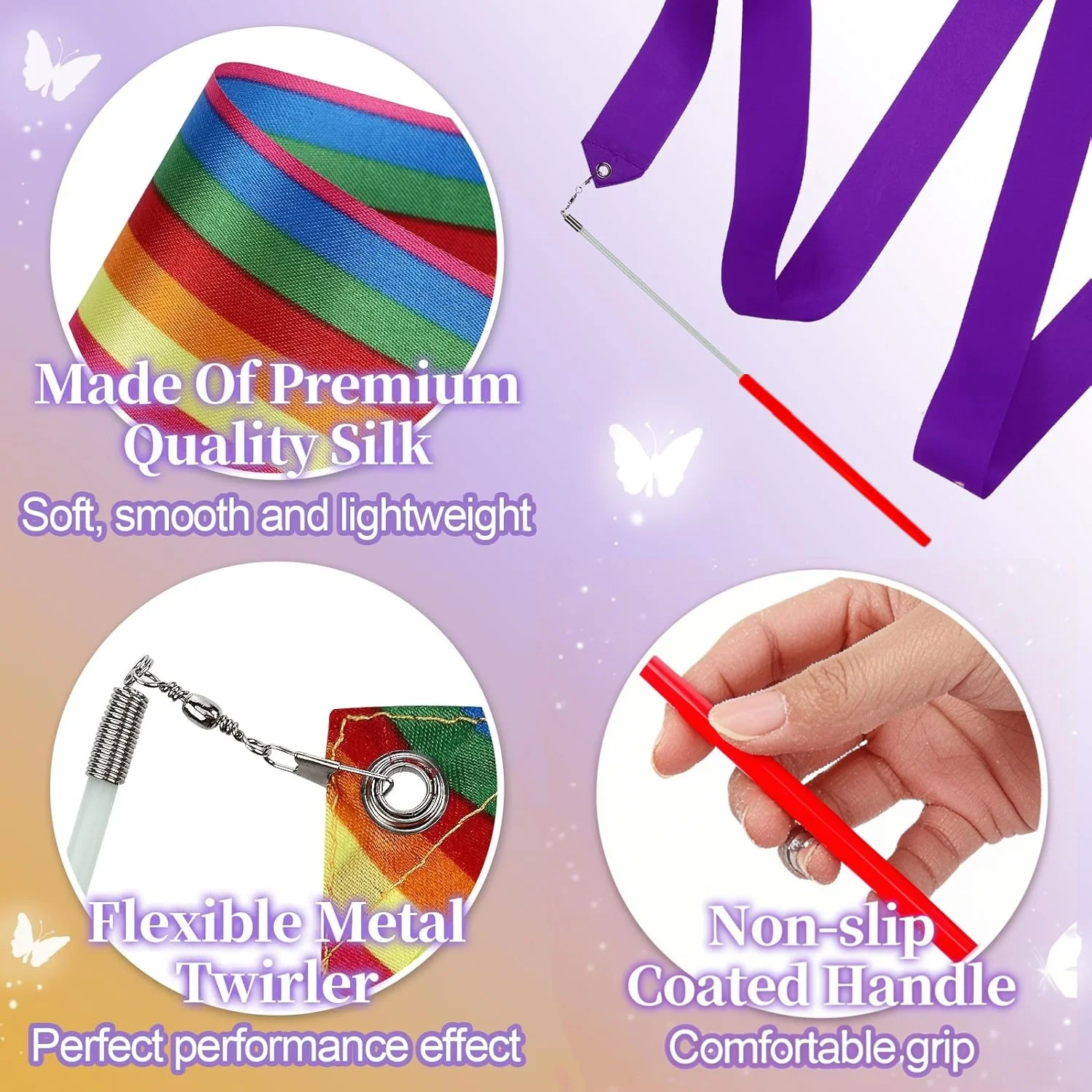 12-36PCS Dance Ribbons 2M Colorful GYM Ribbons Rainbow Dance Wands for Kids Adults Party Favors Birthday Decoration Talent Show