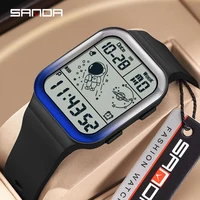 SANDA Men Watch Digital Creative Square Women Watch Sports Military Electronic Wristwatch 50M Waterproof Multifunction Clock 2