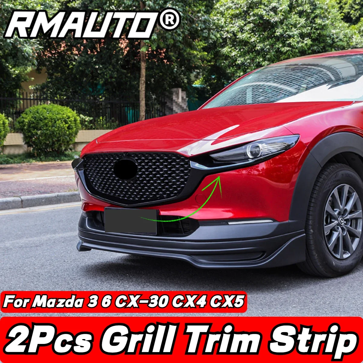 

For Mazda Grille Strip Trim Glossy Black Grill Trim Cover For Mazda 3 Axela For Mazda 6 Atenza For CX-30 For CX4 CX5 Body Kit