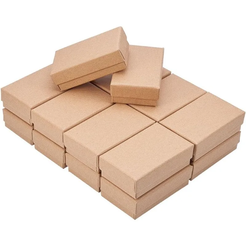 18 팩 3.2x2x0.9 인치 목걸이 귀걸이 반지 상자 직사각형 크래프트 골판지 보석 선물 상자
