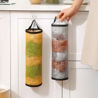 Wall Hanging Nail-Free Plastic Garbage Bag Holder Mounted Trash Bag Storage Box Cotton Pad Container For Home Kitchen Bathroom 6