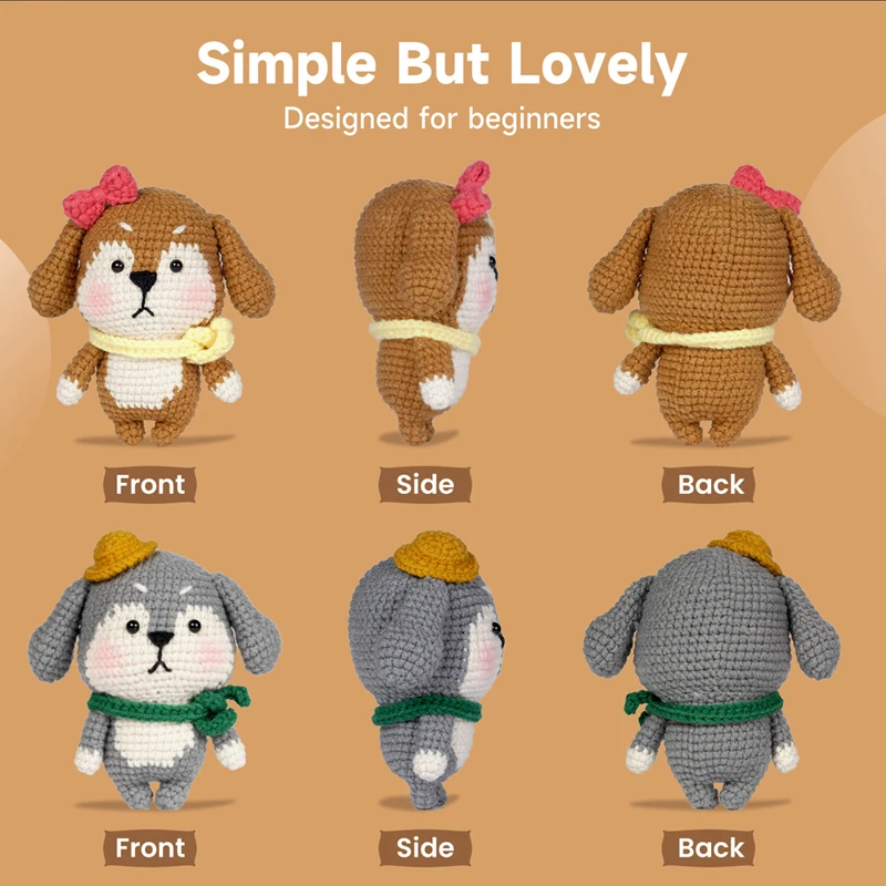 KRABALL Animal Dolls Crochet Knitting Kits Cotton Yarn Thread Instruction Beginners DIY Craft Knit Tool Set Accessories crochet kit knitting supplies knitting material knitting craft supplies