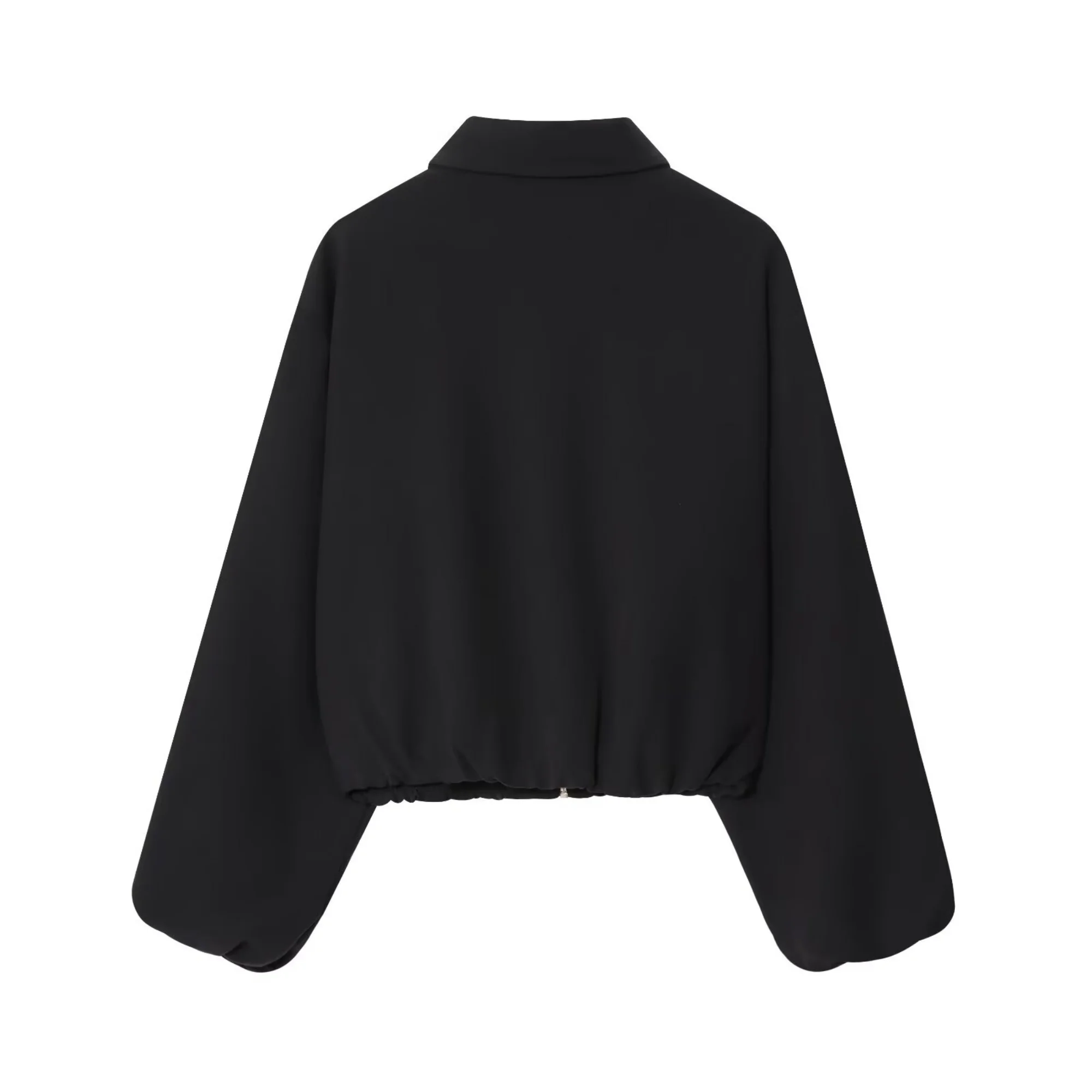 2025 Autumn New Women's Casual Fashion Coat Simple Temperament Loose Lapel Long Sleeve Zipper Short Jacket Versatile Outerwear