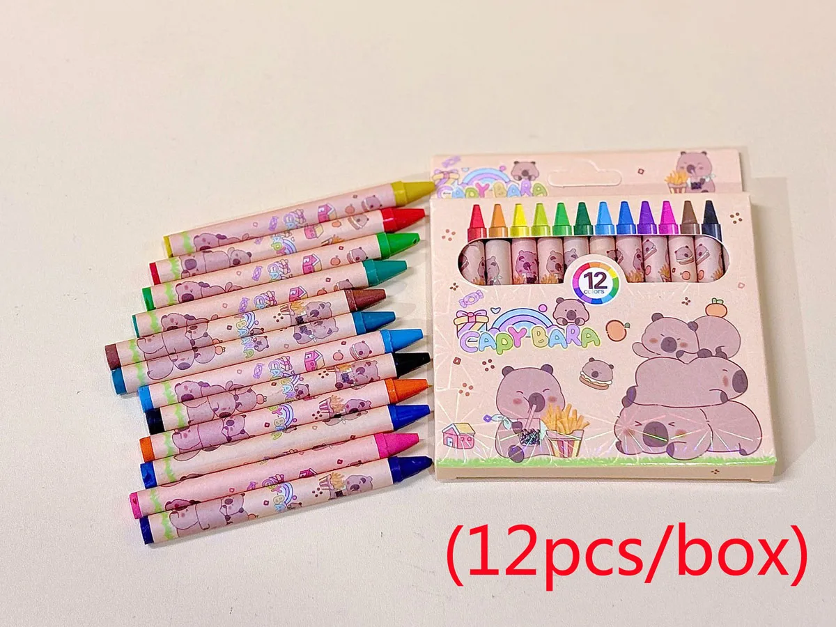 12/36pcs Cute Capybara Crayons 12 Colors 8.8cm Colored Crayon Pencil Painting Graffiti Kid Party Birthday Gift Kindergarten - 2