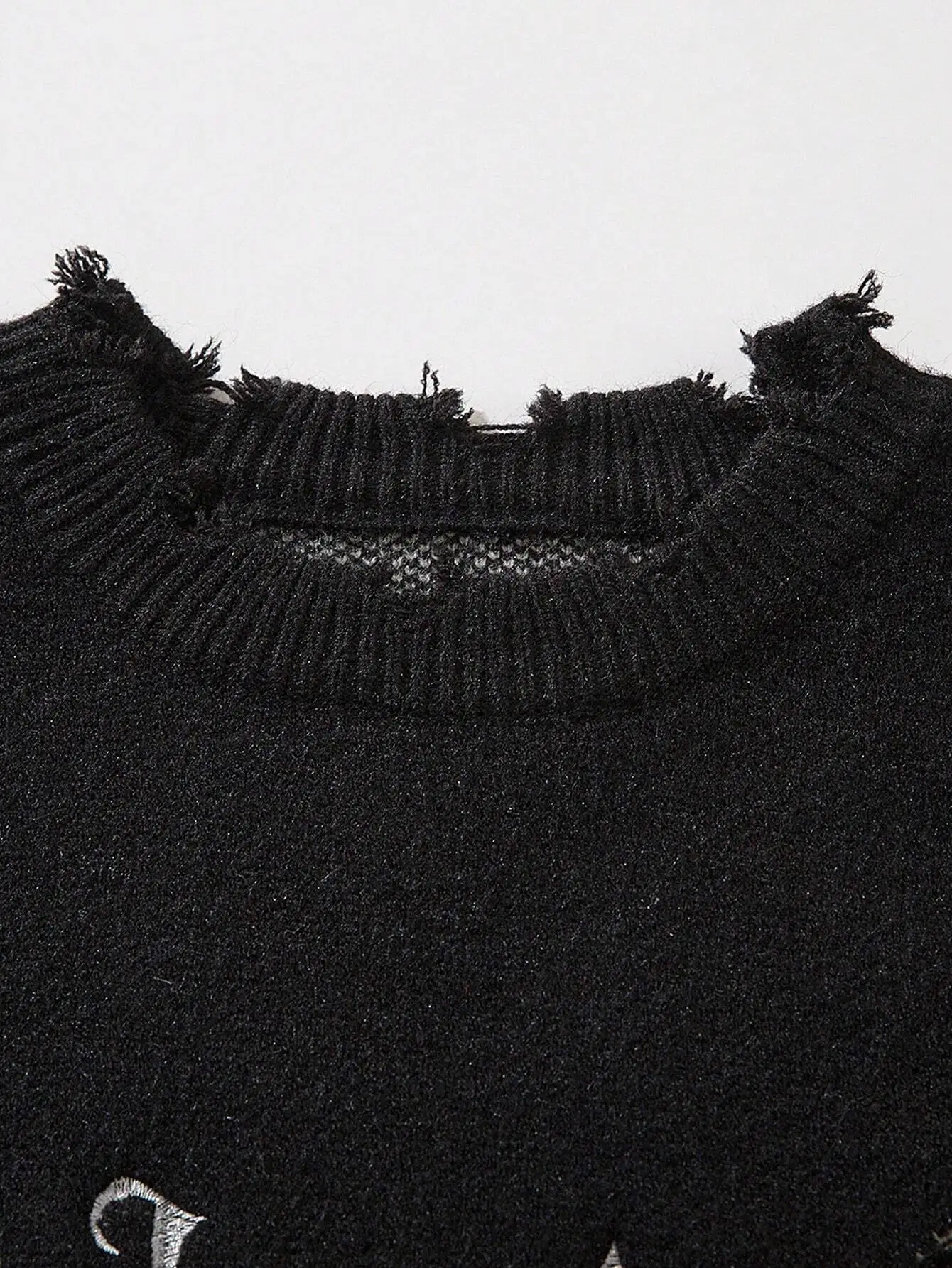 American style, dark style, trendy, perforated, letter jacquard, contrasting color, personalized, street loose, unisex sweater 6