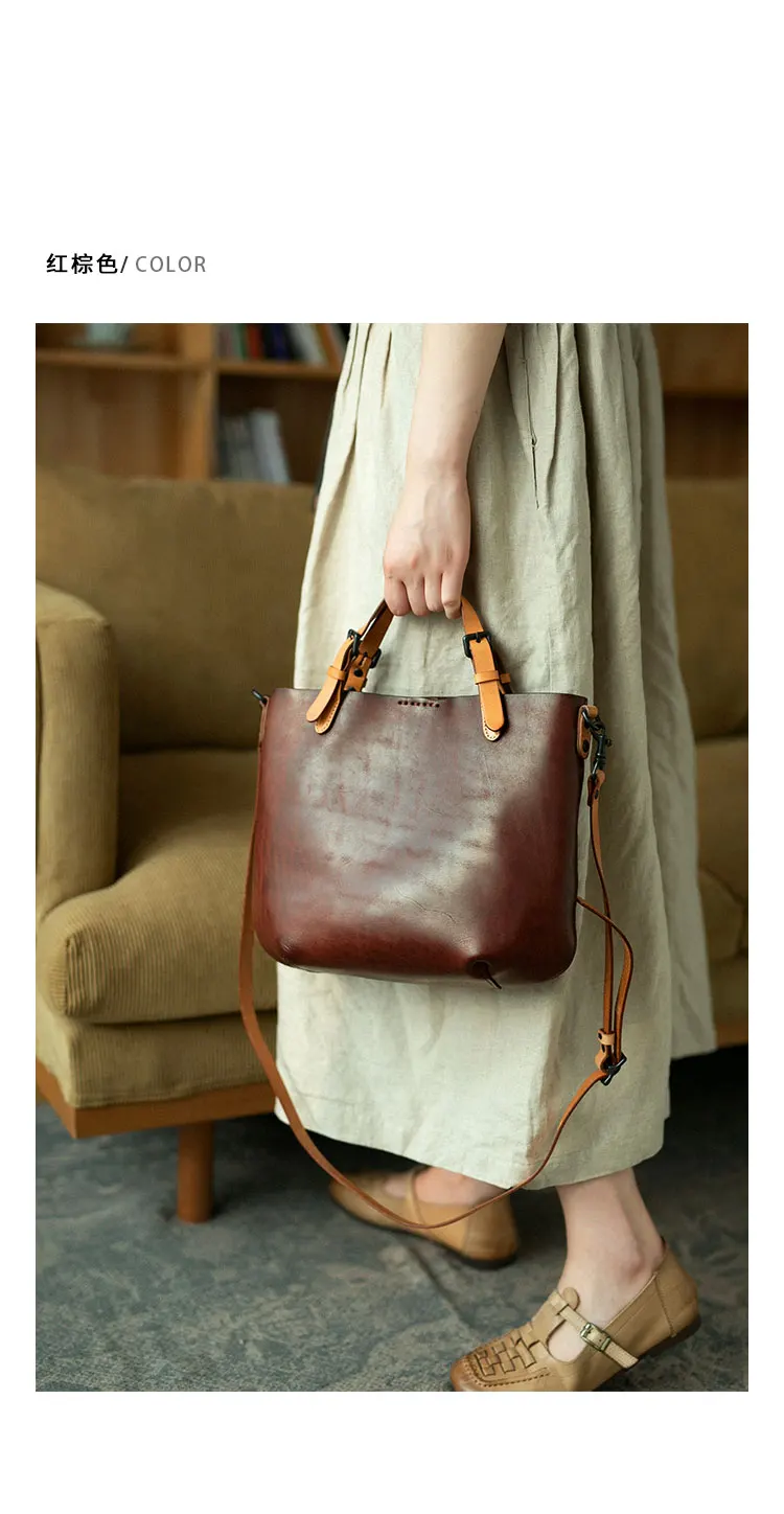 PNDME Designer handgemachte erste Schicht Rindsleder Handtasche Mode Luxus echtes Leder multifunktionale Schulter Umhängetaschen – Detail 7