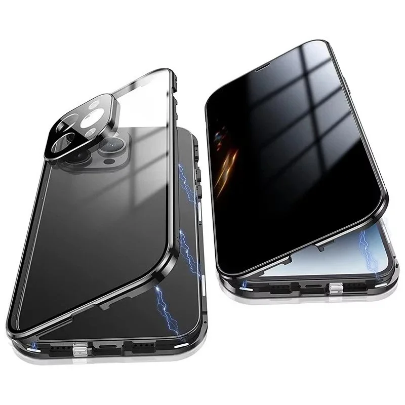 360° Full Protection Anti-Peeping Privacy Magnetic Double-Sided Glass Case