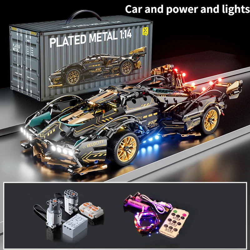 Sleek Black RC Roadster DIY Building Block Toy Car - Perfect Birthday Gift