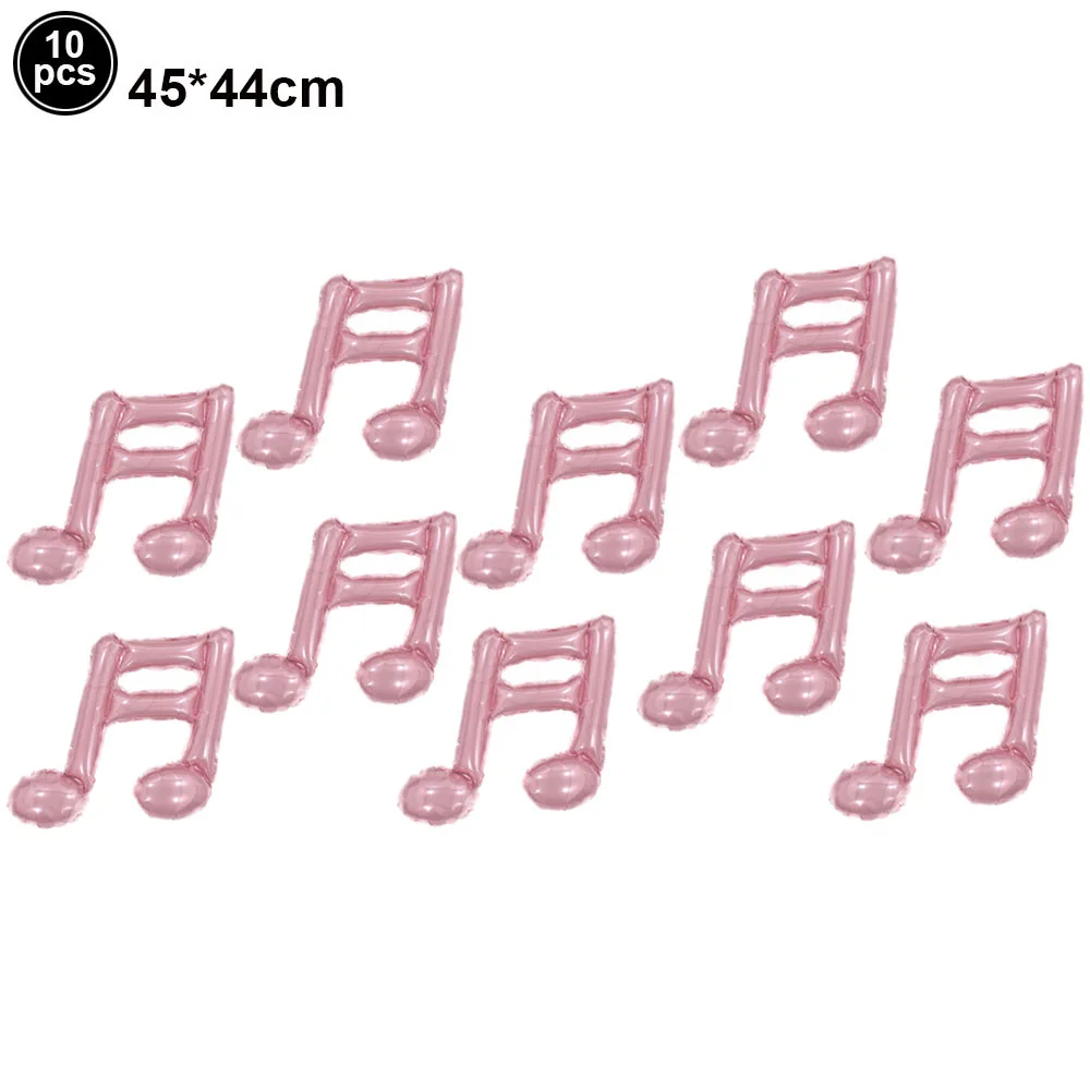 10 Pcs Mini Black Gold Pink Music Note Balloons - Small Foil Balloons for Celebrations and Decor