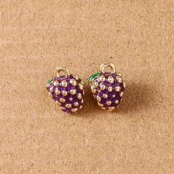 Alloy Fruit Charm Set: Apple, Banana, Grape & Strawberry Pendants for DIY Jewelry Accessories (Black Zinc Plated)