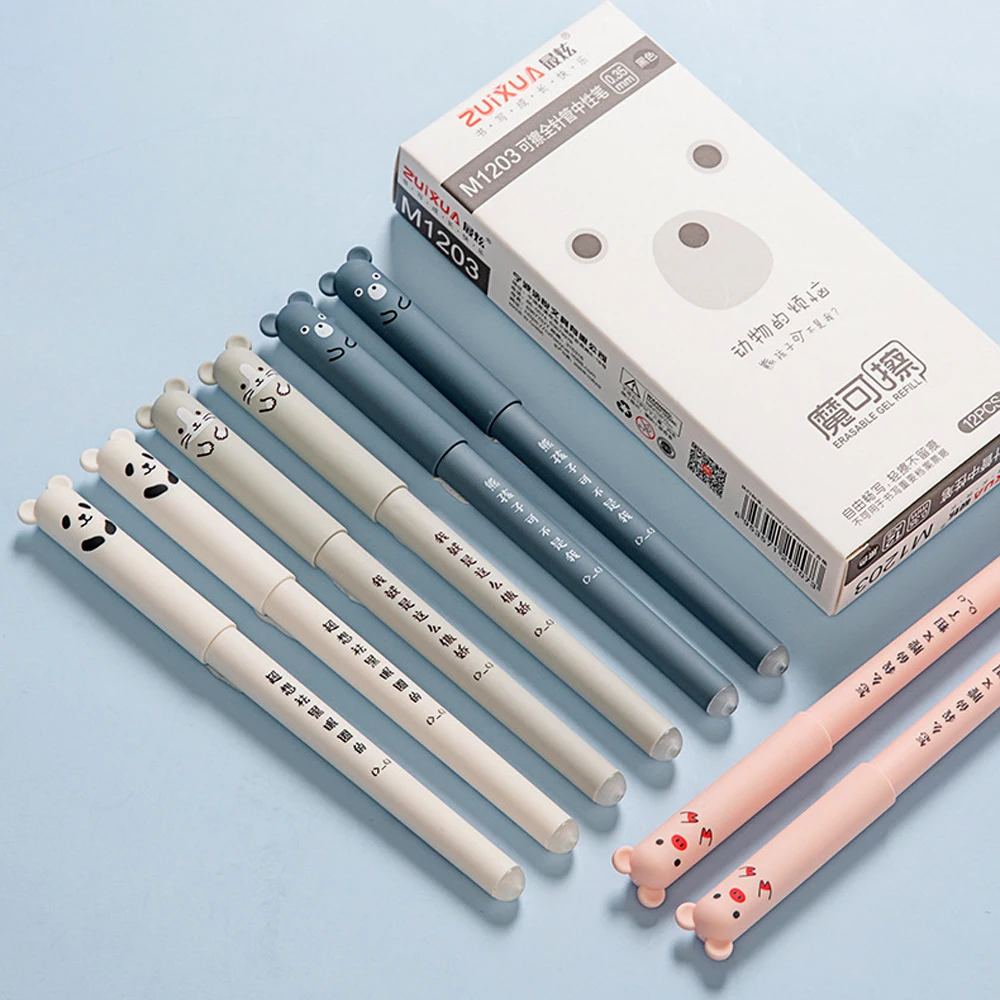 4/50 Stück/Set Kawaii Schwein Bär Katze Maus lösch bar Gel Stift Schule Bürobedarf Briefpapier Geschenk 0,35mm blau schwarz Tinte