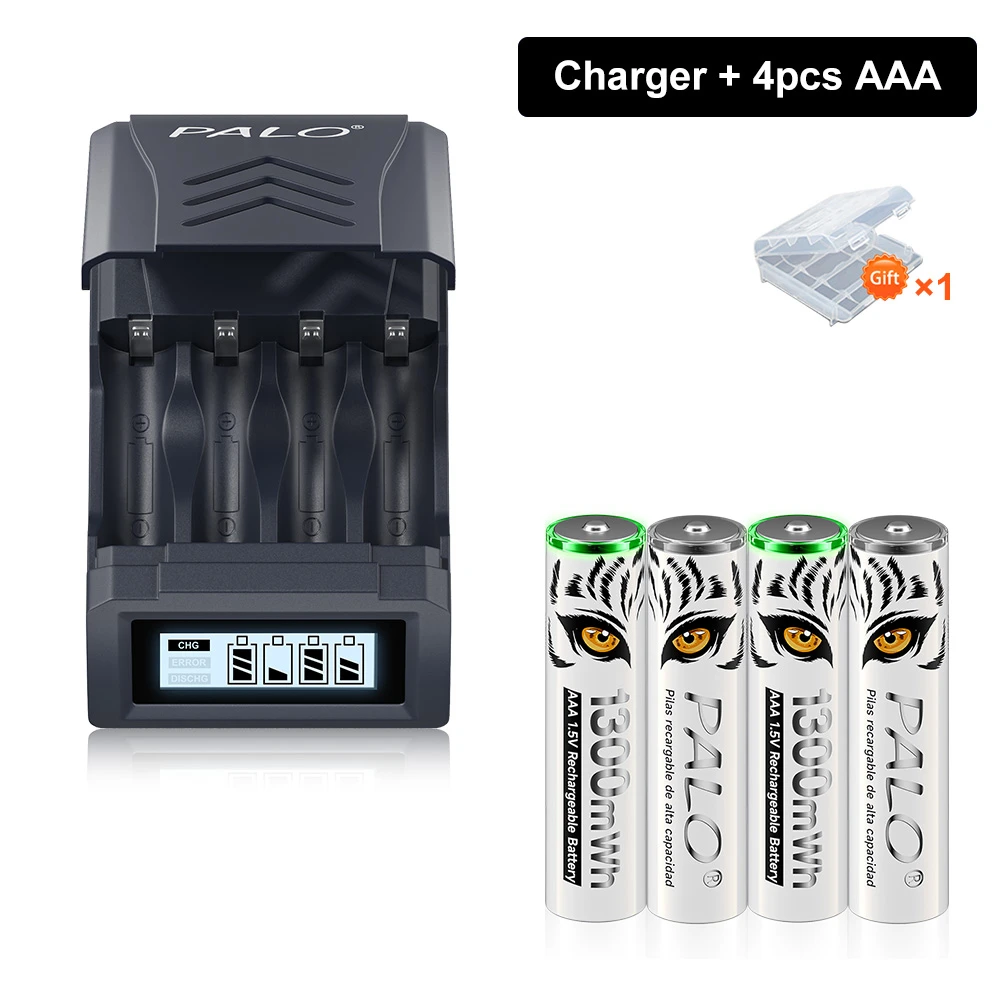 Batteria Aaa 1.5V Batterie Ricaricabili Al Litio Aaa 1300Mah 3A Aaa Clock Toys Batteria Led + 1.5V 1.2V Caricabatteria Aa Aaa