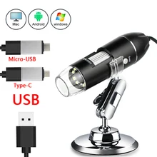  1600X Digital Microscope Camera 3in1 Type-C USB Portable Electronic Microscope Camera LED Magnifier For Soldering Phone Repair 