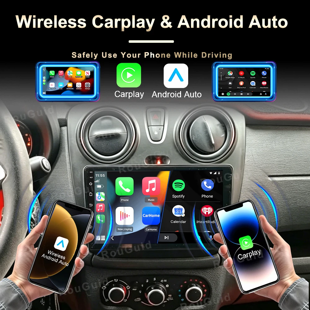 Radio de coche inalámbrico Carplay para Renault Lodgy Dacia Dokker 2012 - 2020 Android 16 FM GPS Navi 2K Pantalla táctil DVD Estéreo DSP 4