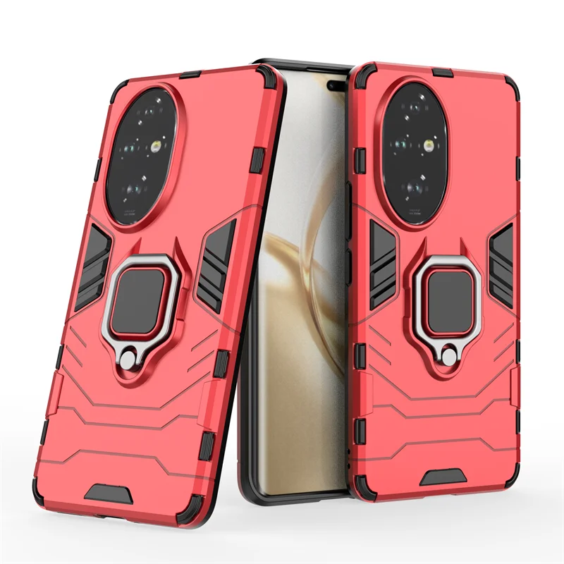 Luxury Shockproof Armor Phone Case with Magnetic Ring Holder Stand and Back Cover