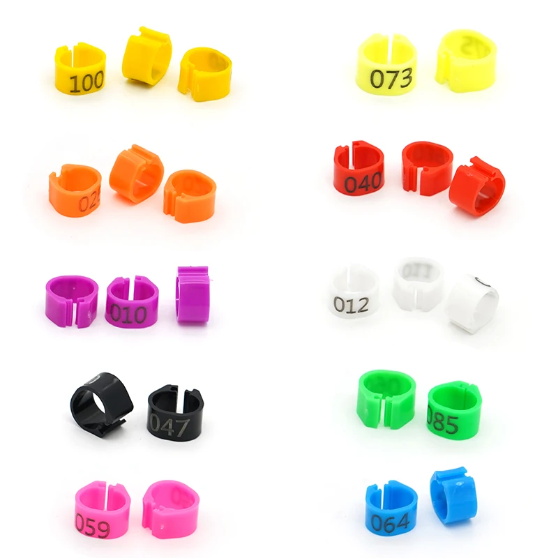 Pigeon Leg Rings 100Pcs Identify Dove Bands 8mm Plastic Parrot Clip Digital Foot Ring Pigeon Training Supply Bird Appliances bird leg bands