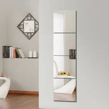 Adesivi murali a specchio in acrilico, specchio autoadesivo, decorazione del bagno, specchio per vestiti da camera da letto per studenti, specchio per tutto il corpo, 1 pezzo 1