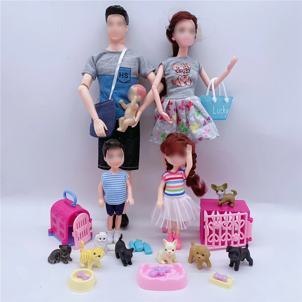 Venda quente 5-pessoa famílias casal combinação crianças brinquedos boneca  grávida mãe/papai/menina/menino/bebê para barbie diy jogo presente de natal  - AliExpress