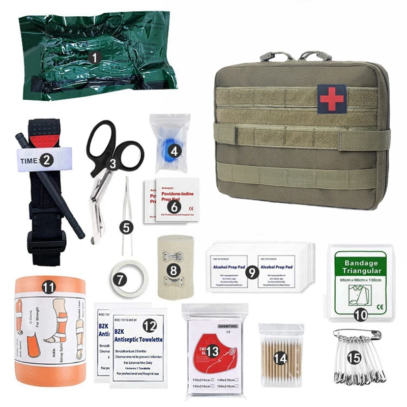 

Military EDC First Aid Kit Bag Emergency Molle Pouch Refill Supplies Combat Medical Set Trauma Tourniquet Survival Tool Gear