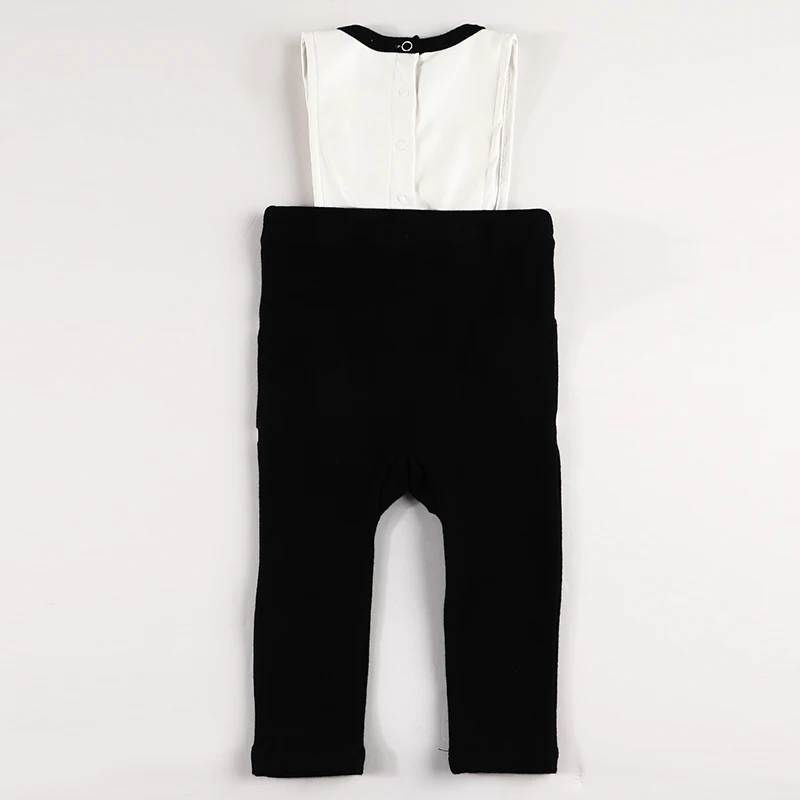 Baby romper kids clothes seeveless elegant leather and cotton set baby overalls boy girls long romper new autumn black
