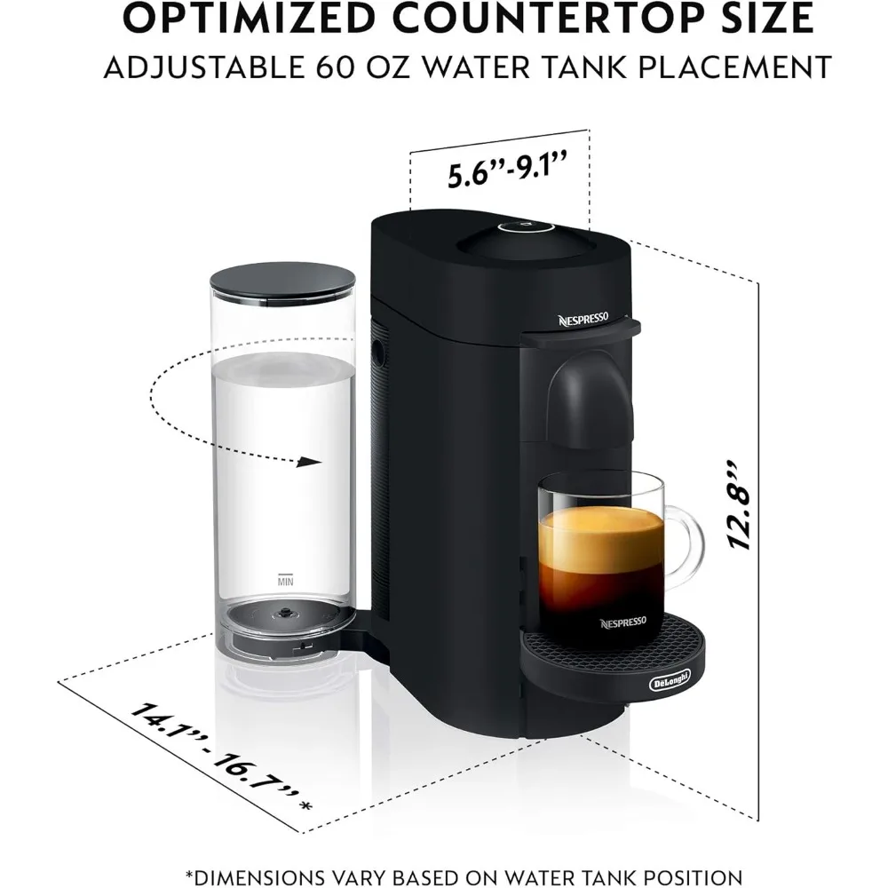 38 Ounces Italian Coffee Machine Espresso Maker Matte Black Capsules Capsule Kitchen Appliances Home