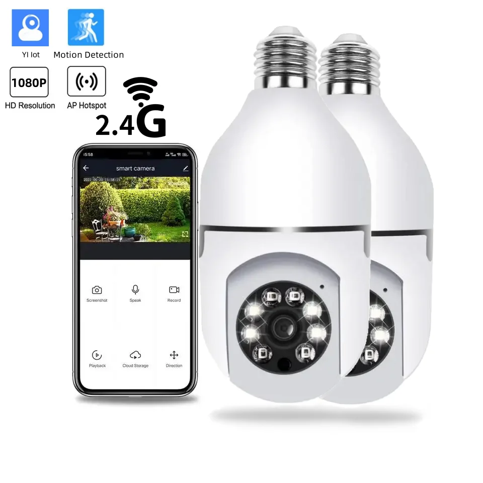 Yi iot e27 bulb surveillance camera 2mp night vision full color