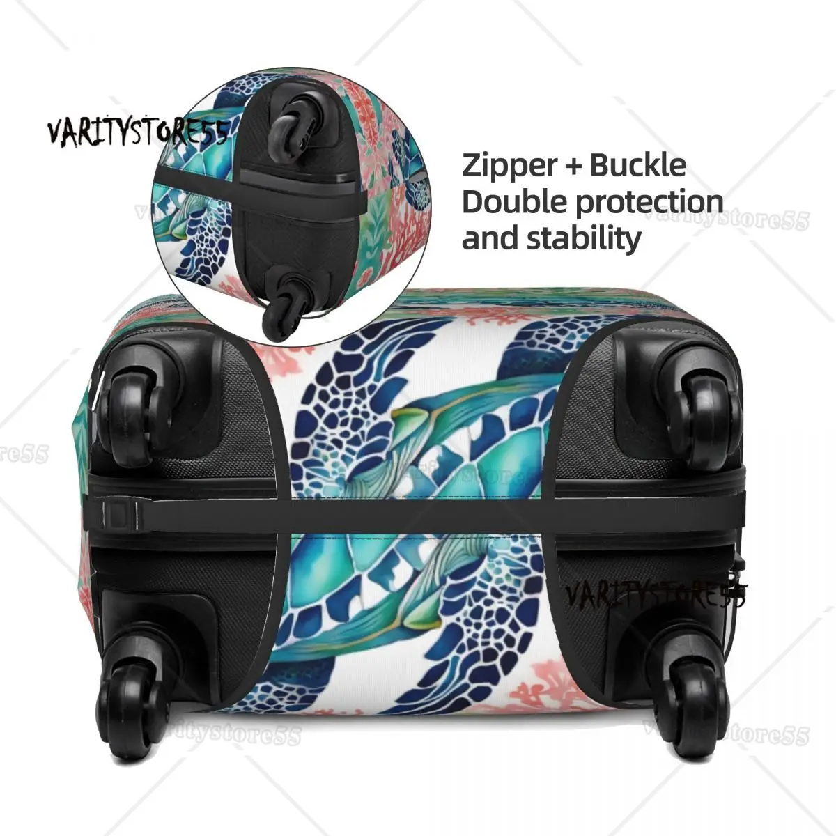 Custom Ocean Sea Turtle Luggage Cover Protector Fashion Travel Suitcase Protective Cover for 18-32 Inch 3