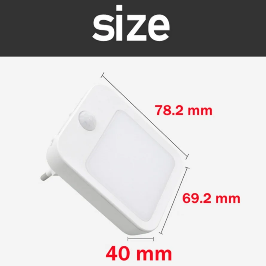 모션 센서가 있는 LED 야간 조명, EU 플러그 인, 조도 조절 캐비닛 조명,  침대 옆 침실 복도용 무선 야간 램프