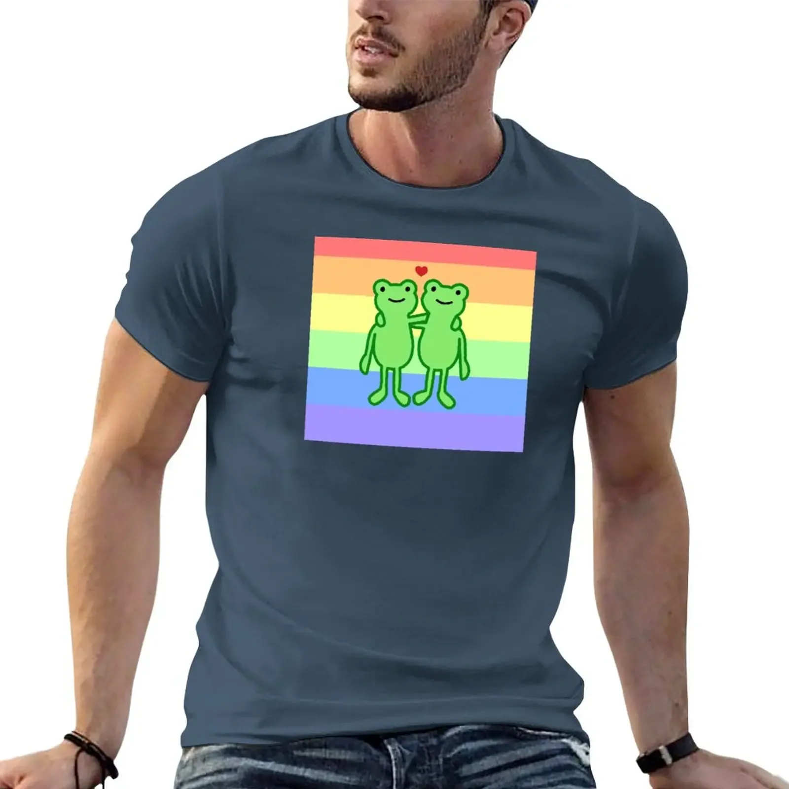 Froggy Pride Friends Rainbow Rane T-Shirt Vintage Summer Top Summer Top Sweat Shirt T-Shirt Grafiche Da Uomo Grandi E Alte
