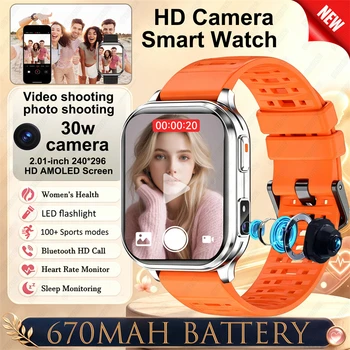Nuovo Smartwatch con Fotocamera per Uomo e Donna, Registrazione Foto e Video, Monitoraggio Salute, Impermeabile, Fitness, Chiamate Bluetooth HD