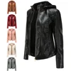 Fleece-lined Autumn Women's Jacket Stand Collar Hooded Zipper Spliced Lady's Coat Casual Thickened Thermal Outwear For Female