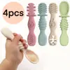4pcs silicone baby food spoon, training spoon for babies over 6 months old, easy-to-grip tableware, Christmas gift 1