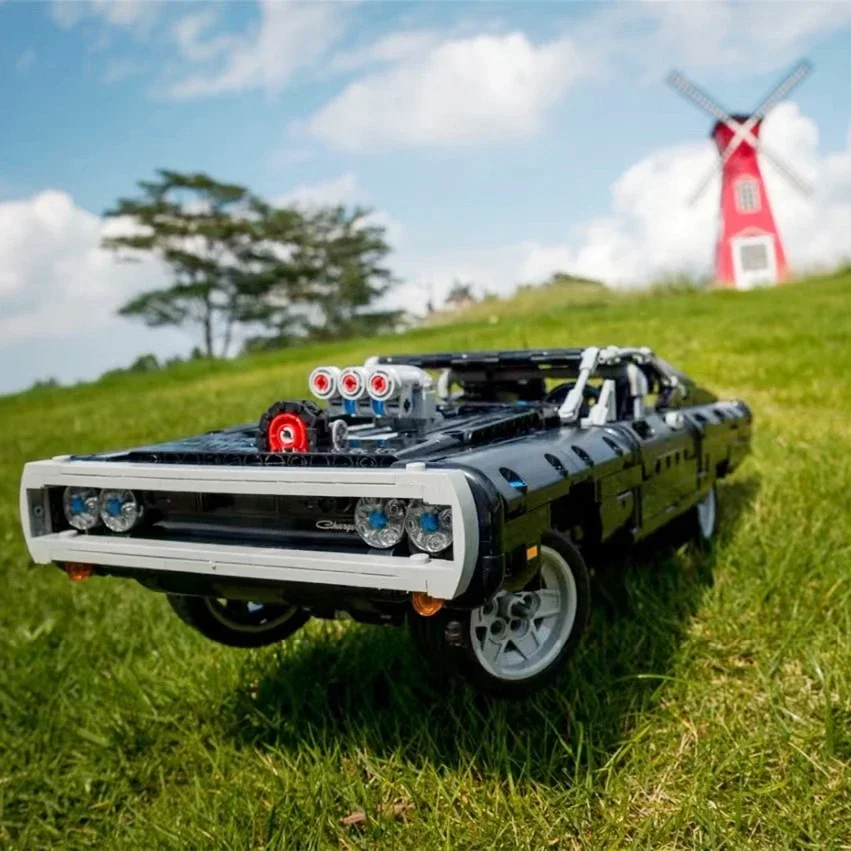 

High Tech Car Series Doms Dodged Charger 42111 Model Building Blocks Super Car MOC Led Light Kit Bricks Toys For Boys Children