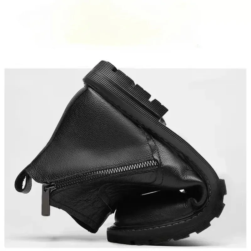 Mens Boots High Quality High Top Leather Boot Classic Business Casual Dress Boot Side Zipper Men Ankle Boots British Short Boots - 5