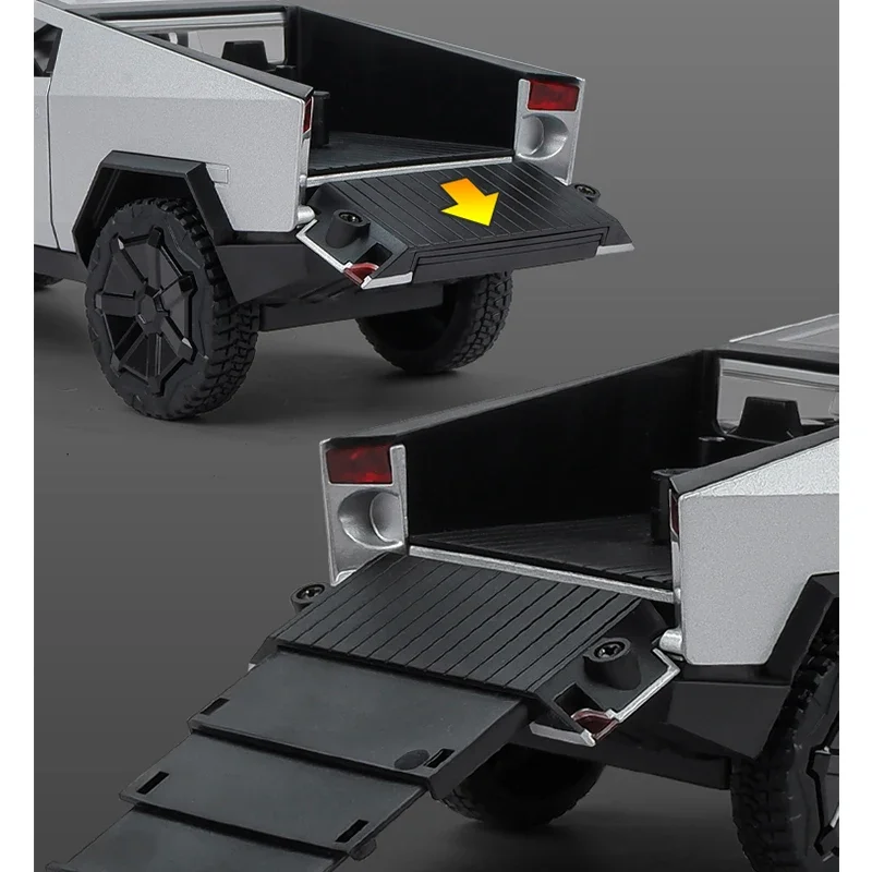 Alloy Model Car 1:24 Diecast Miniature Metal Pickup Vehicle Chidlren Birthday Collected Gift Van Truck Cybertruck Boys Toy 6