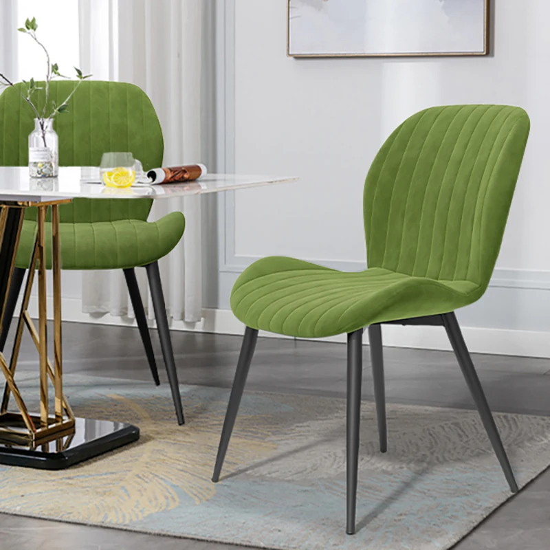 Dining Chair Set of 2, Upholstered Dining Room Chairs, Mid-Century Modern Armless Back Chair with Velvet Soft Seat Metal Legs, 5